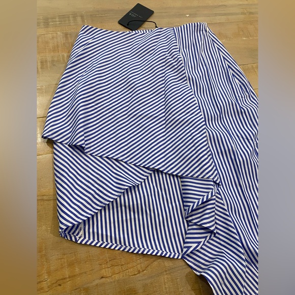 J.O.A. High low mini skirt blue white stripe NWT - Picture 14 of 16